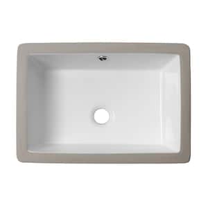 18 in. Modern Bathroom Porcelain Ceramic Undermount Rectangular Corner Sink in White