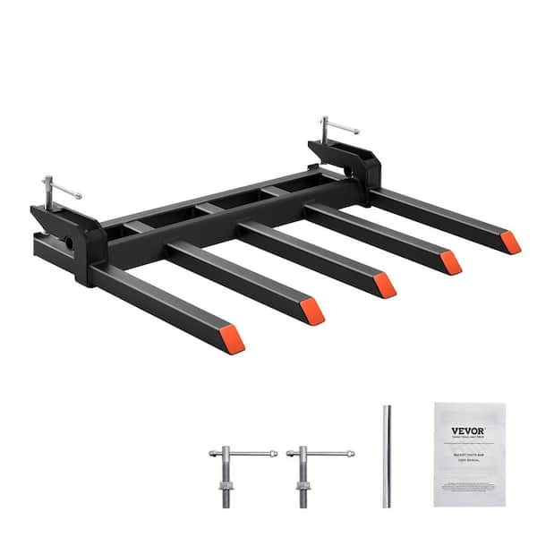 VEVOR Clamp on Debris forks to 48 in. Bucket 2600 lbs. Capacity Heavy-Duty Clamp on Pallet forks Bucket Attachments Fit