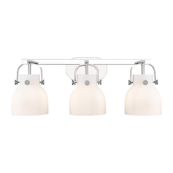 Innovations Pilaster II Bell 26.5 in. 3-Light Polished Chrome Vanity Light with Glass Shade