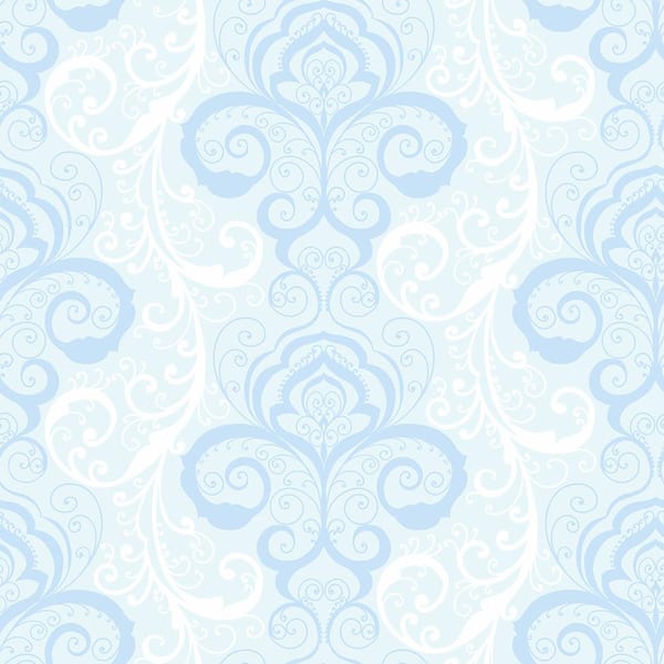 Chesapeake 56.4 sq. ft. Vanessa Light Blue Henna Brocade Wallpaper