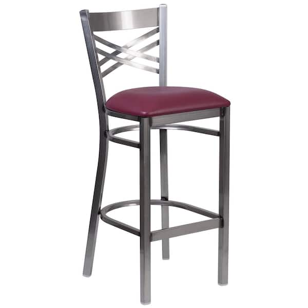 Carnegy Avenue 29 in. Burgundy Vinyl Seat/Clear Coated Metal Frame Bar Stool - 2 pack