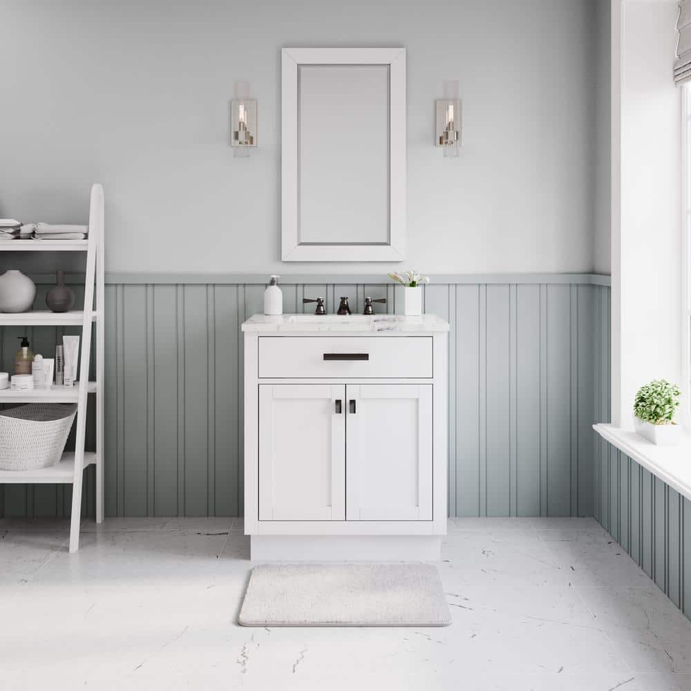 Hartford 30'' White Single Sink Vanity with Marble Top