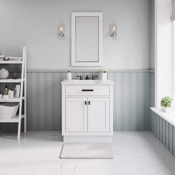 Hartford 30 In. W x 22 In. D Bath Vanity in White with Marble Vanity Top with White Basin