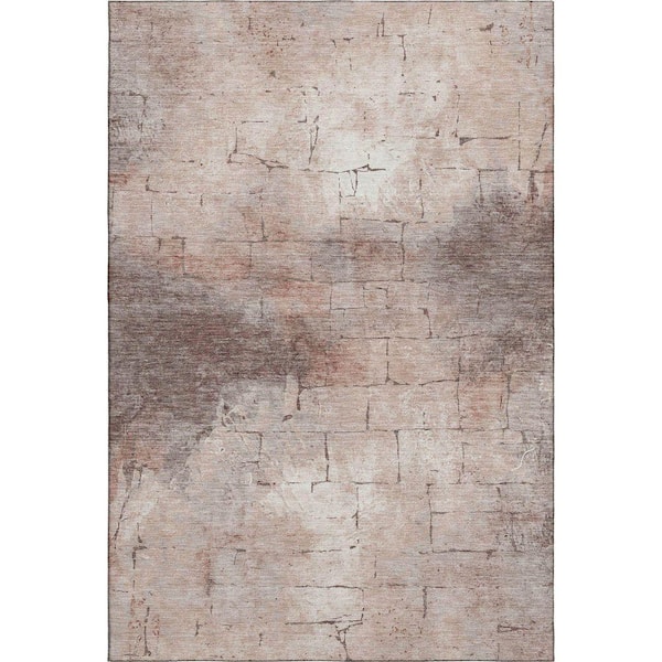 Mayfield Premium Machine Washable Abstract AMF2215 Coral 9 ft. x 12 ft. Area Rug