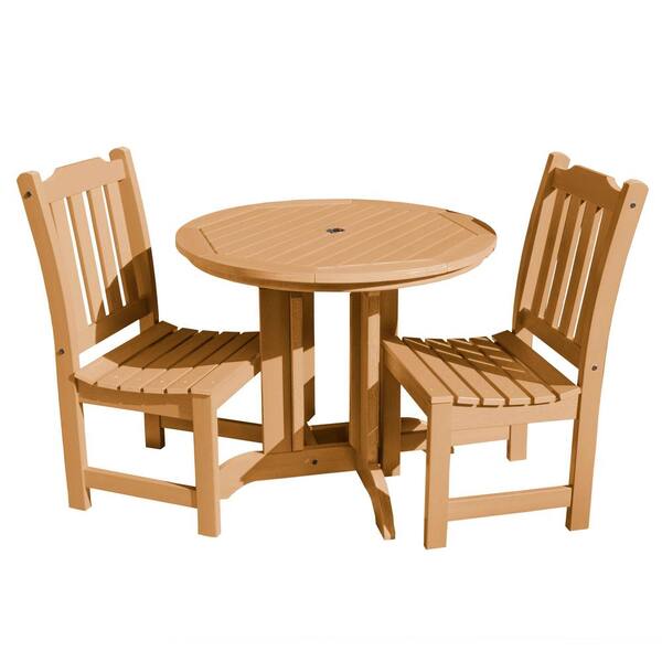 Highwood Lehigh Toffee 3-Piece Recycled Plastic Round Outdoor Dining Set