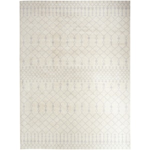 Astra Machine Washable Ivory 5 ft. x 7 ft. Moroccan Transitional Area Rug