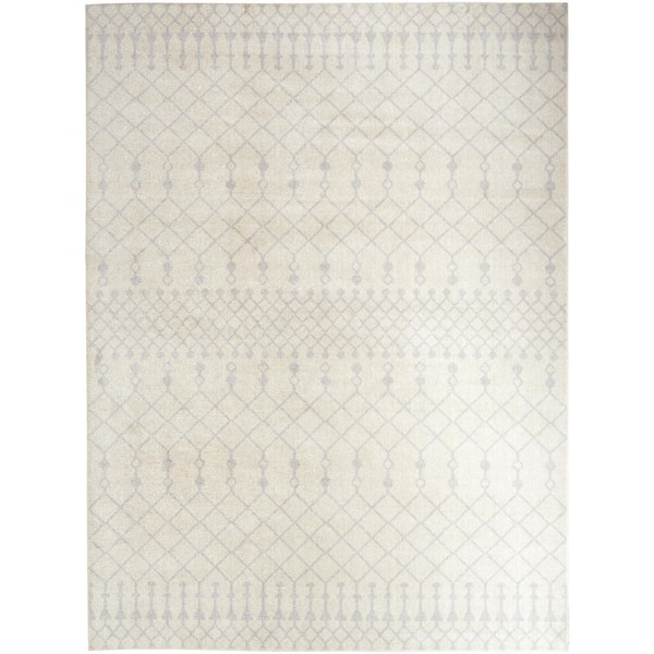 Nourison Astra Machine Washable Ivory 5 ft. x 7 ft. Moroccan Transitional Area Rug