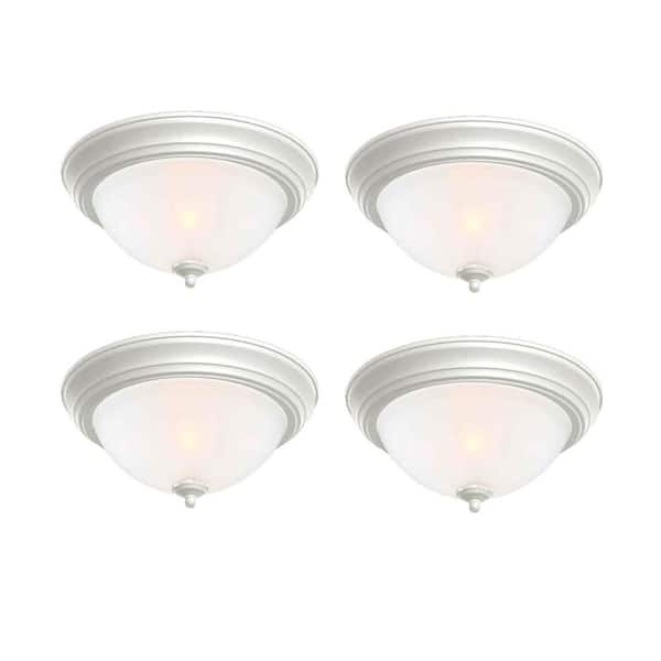 Commercial Electric 13 in. 2-Light White Flush Mount (4-Pack)