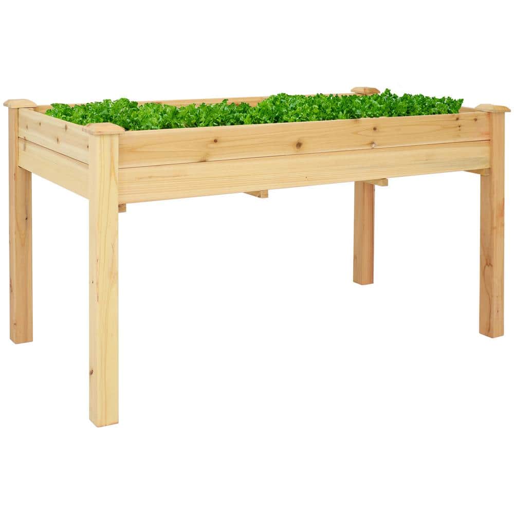 Light Brown Fir Wood Elevated Garden Planter Box