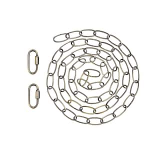 Steel 6 ft. Chain & Quick Link Connector/Hanging Max.40 lbs.-Lighting Fixture/Swag Light/Plant,AB Finish,11G