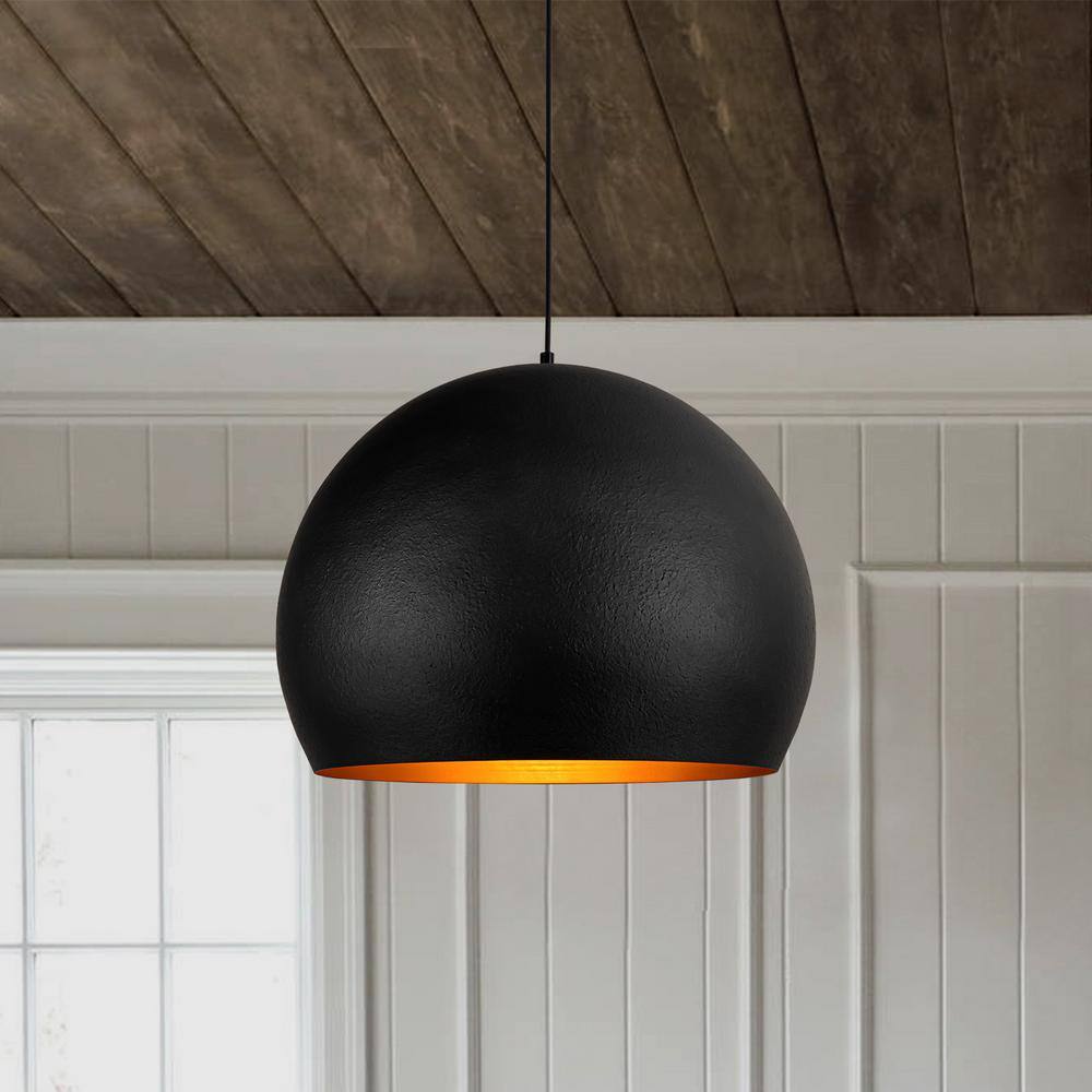 EDISLIVE Gabby 19.69 in. 1-Light Dome Black Pendant Light Modern ...