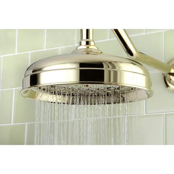 1-Spray 8 in. Single Wall Mount Fixed Rain Shower Head in Polished Brass