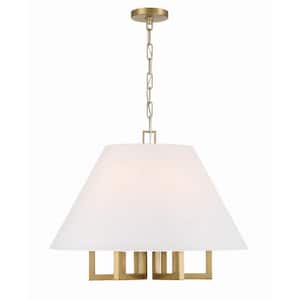 Westwood 6-Light Vibrant Gold Chandelier with Silk Shade