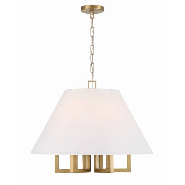 Crystorama Westwood 6-Light Vibrant Gold Chandelier with Silk Shade ...