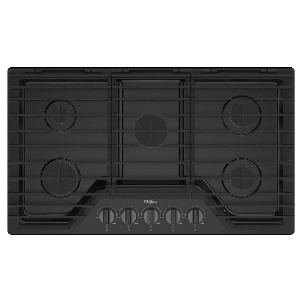 36 in. 5 Burners Recessed Gas Cooktop in Black Stainless with SpeedHeat Burner