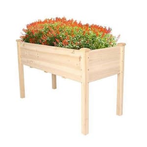 Raised Garden Bed Wood Patio Elevated Planter Box Kit with Stand for Outdoor Backyard Greenhouse Natural