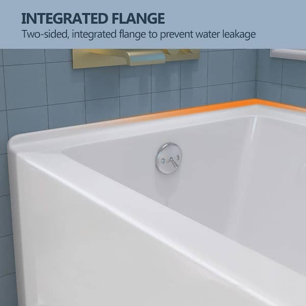Zeafive Vub 60 in. x 32 in. Alcove Soaking Bathtub with Left