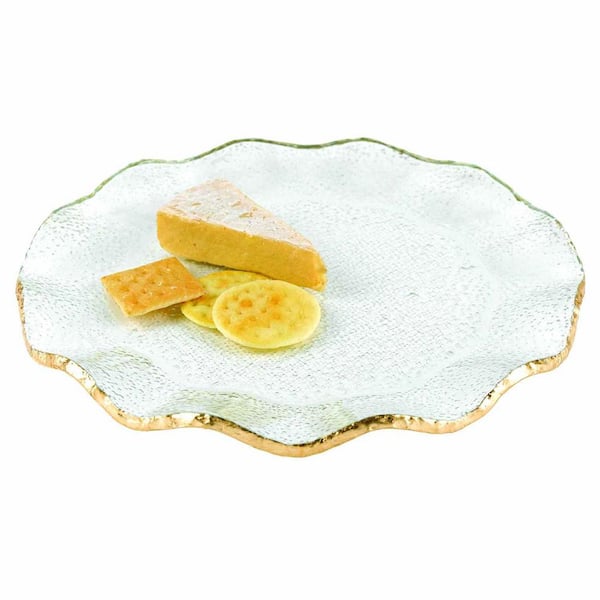 HomeRoots Amelia 13 in. W x 1 in. H x 13 in. D Novelty Gold Glass Platters