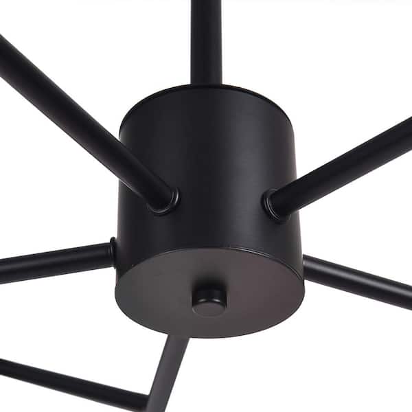 HUOKU CEDER 15-Light 50.4 in. W Black Chandelier with Smoked Glass