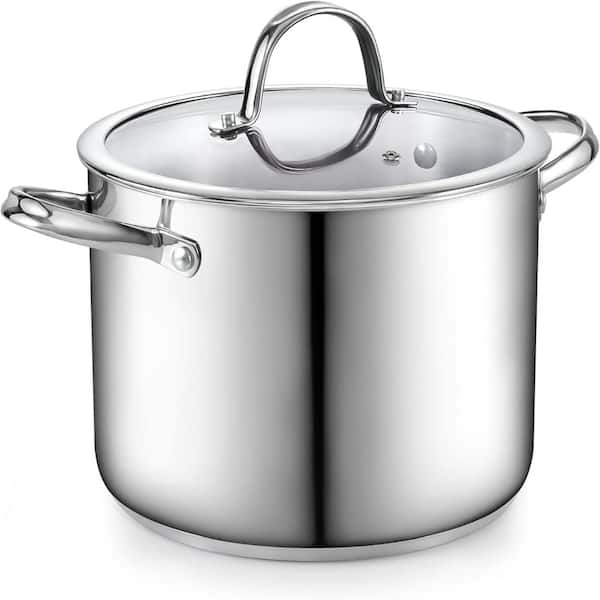 8-Quart Stainless Steel Large Dutch Oven Casserole for Soup Stockpot with Glass Lid,Stew, Chili & Pasta