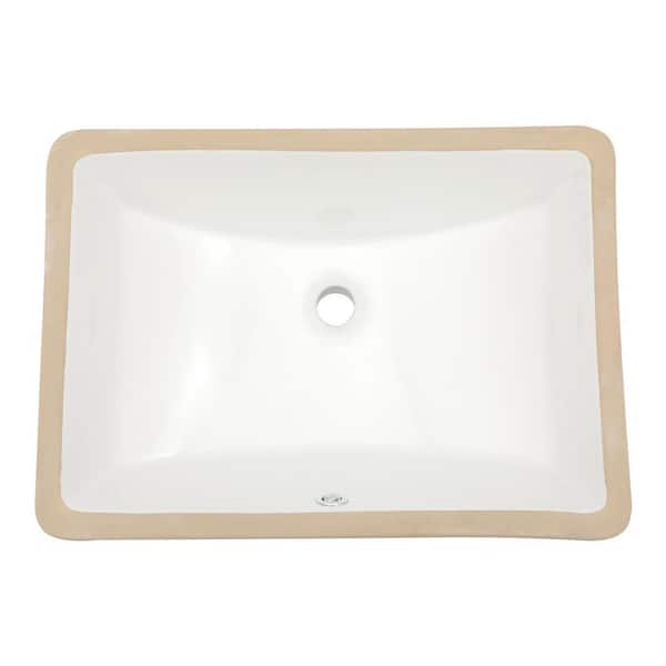Anky 21.5 in. W Undermount Bathroom Sink in White Ceramic