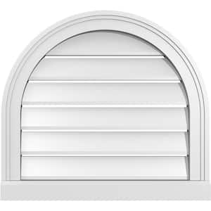 22 in. x 20 in. Round Top Surface Mount PVC Gable Vent: Functional with Brickmould Sill Frame