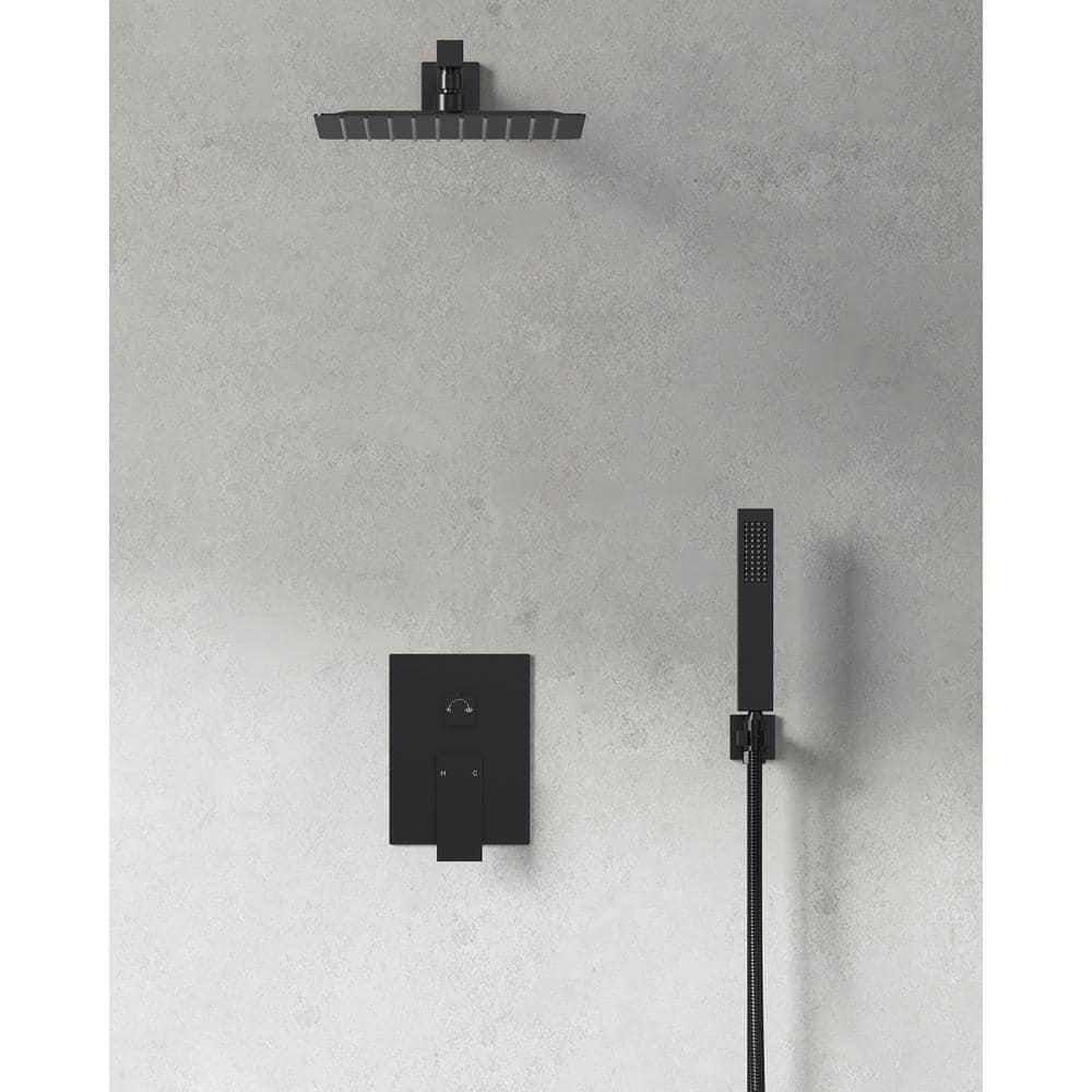 Matte Black Adjustable Rain Shower Head System with Handheld