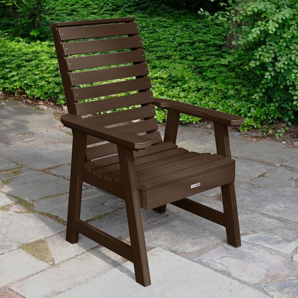 Highwood Weatherly Weathered Acorn Recycled Plastic Outdoor Dining Arm Chair
