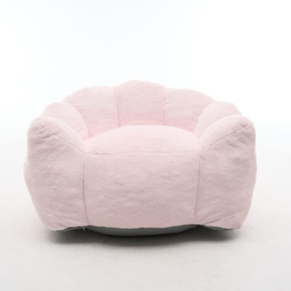 Cloud Petal 35 in. Flared Arm Faux Fur Round Kids Sofa Chair in Baby Pink durable construction