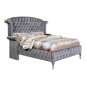 Nealyn Gray Wood Frame Queen Platform Bed with Wingback