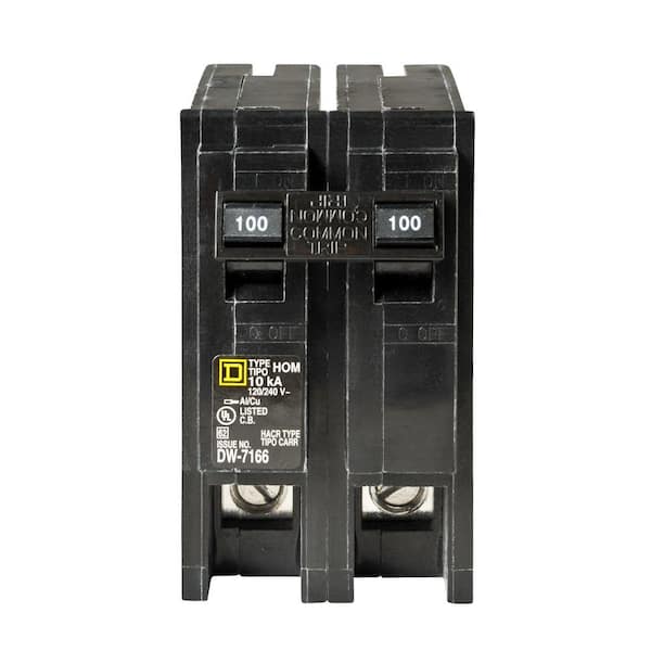 Square D Homeline 100 Amp 2-Pole Circuit Breaker - Clear Packaging