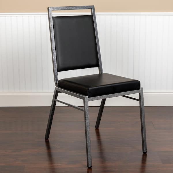 Carnegy Avenue Vinyl Stackable Chair in Black