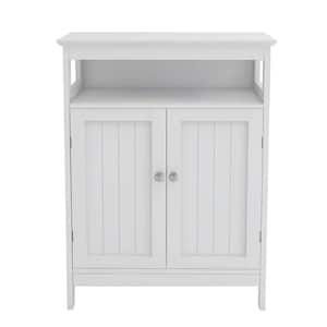 23.62 in. W x 11.81 in. D x 31.50 in. H Bathroom Standing Storage with Double Shutter Doors and Shelves in White