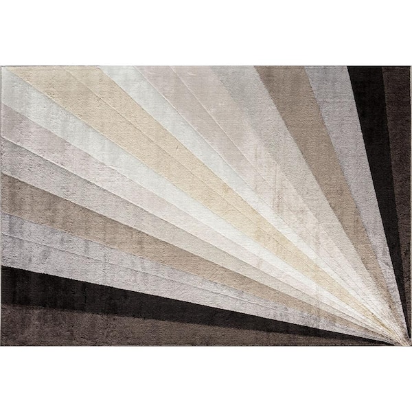 Unbranded Cloudburst Stripe Modern Black 5 ft. x 7 ft. Area Rug