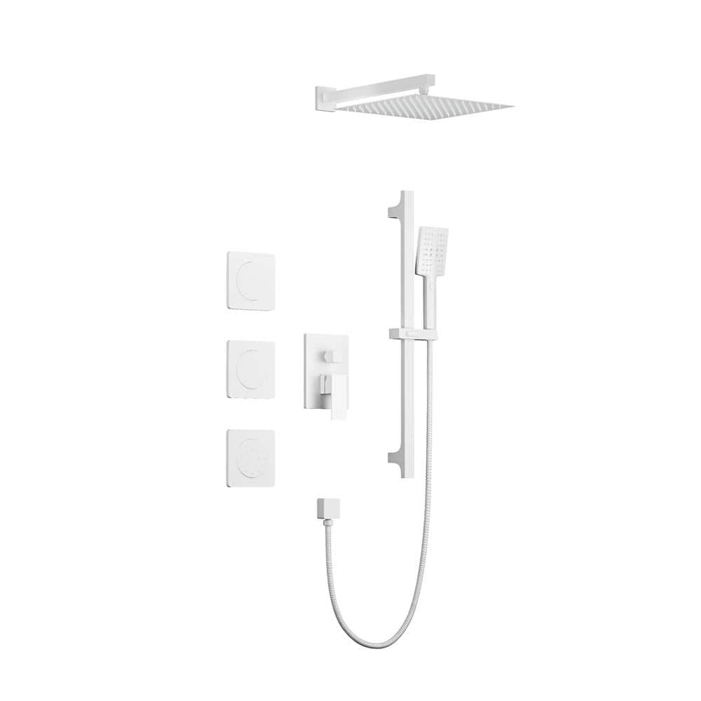 FORCLOVER 3Spray Square High Pressure Deluxe Wall Bar Shower Kit with