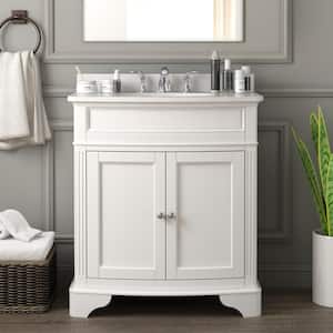 Terryn 31 in. W x 20 in. D x 35 in. H Single Sink Freestanding Bath Vanity in White with White Cultured Marble Top
