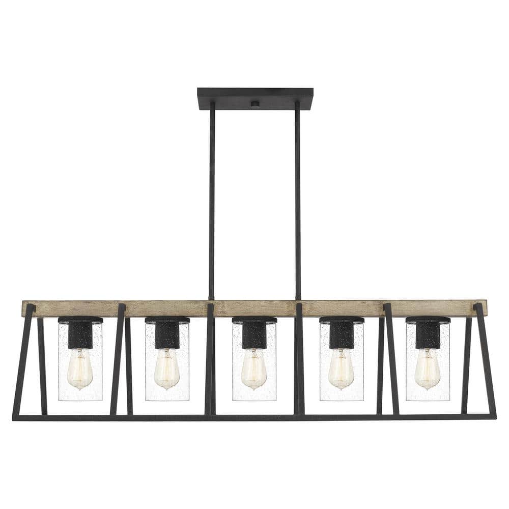 Brockton 42" Gray Ash Steel Outdoor Linear Chandelier