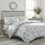 Laura Ashley Annalise 3-Piece Gray Floral Cotton Full/Queen Comforter ...
