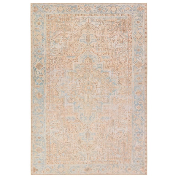 VIBE BY JAIPUR LIVING Mable Beige/Blue 8 ft. x 10 ft. Medallion Washable Area Rug