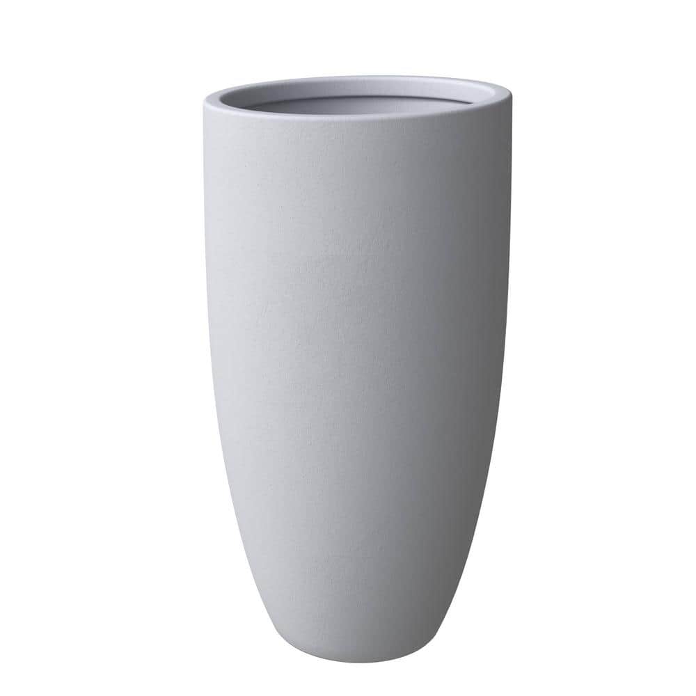 Crete 39" Aged Concrete Fiberstone Tapered Round Planter Pot