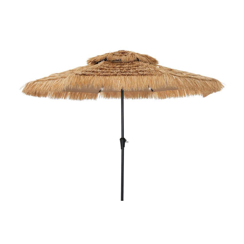 10 ft. Patio Umbrella in Brown with 32-LED Lights, Double Top Canopy, 8-Rib Steel Frame price history on PriceWatchPro