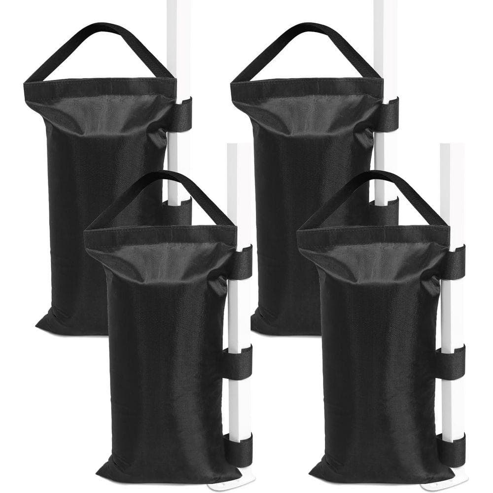 EAGLE PEAK 16 in. Black Outdoor Wind-Resistant Polyester Canopy Wight Sandbags with Carry Handle (4-Pack)