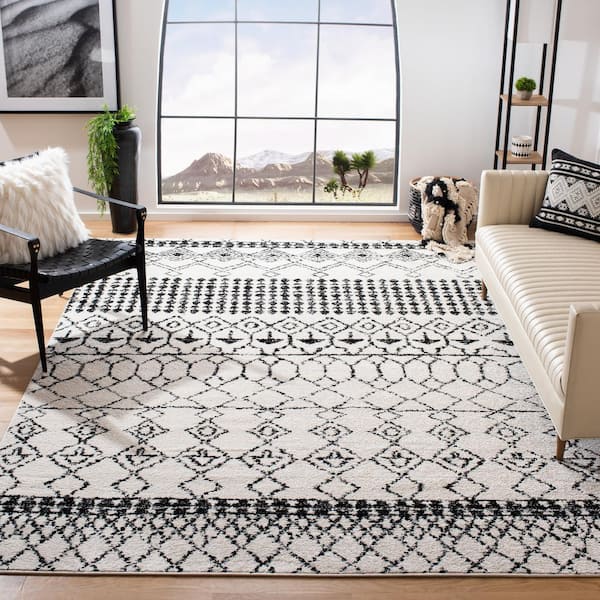Tulum 12 ft. x 15 ft. Ivory/Black Geometric Area Rug