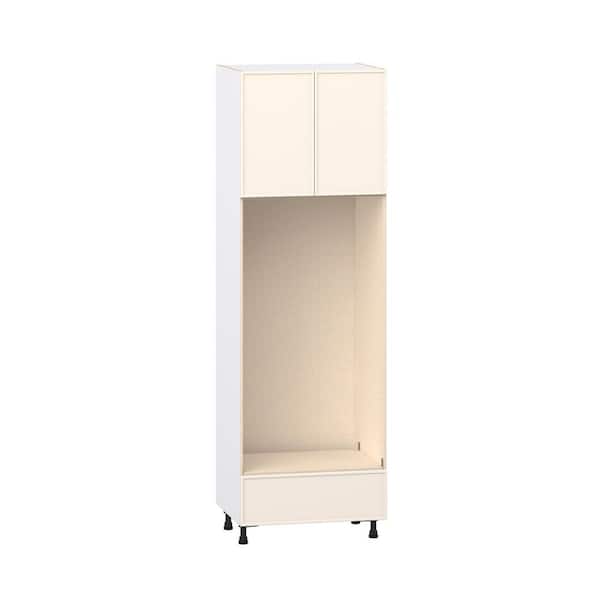 J COLLECTION Fairview 30 in. W x 24 in. D x 94.5 in. H Slim Shaker Assembled Double Oven Cabinet with Drawer in Washed Linen