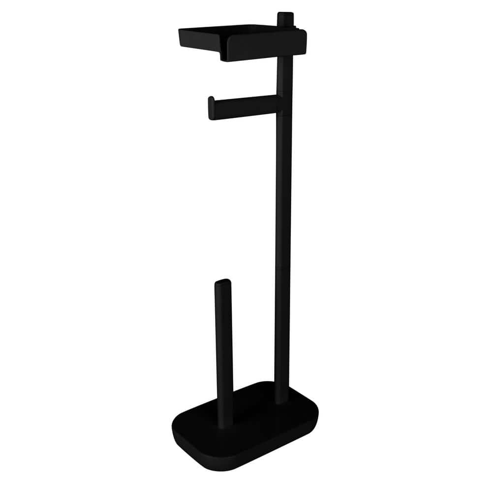 3 in 1-Freestanding Toilet Paper Holder Dispenser in Black