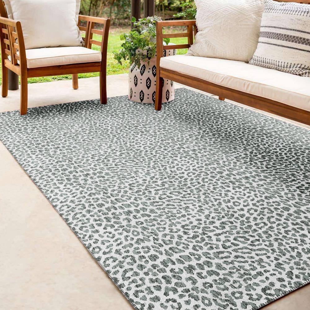 Safari Gray Chenille Rectangular 8' x 10' Washable Area Rug