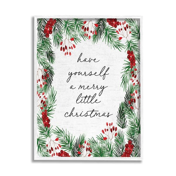 Merry Little Christmas Script by Lettered and Lined 1 Piece Framed Graphic Print Nature Poster Art Print 14 in. x 11 in.