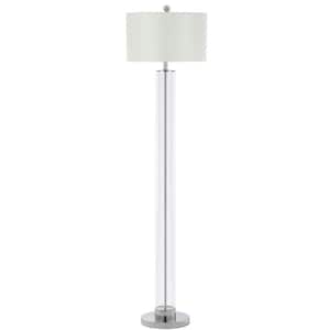 Lovato 64 in. Clear Glass Floor Lamp with Off-White Shade