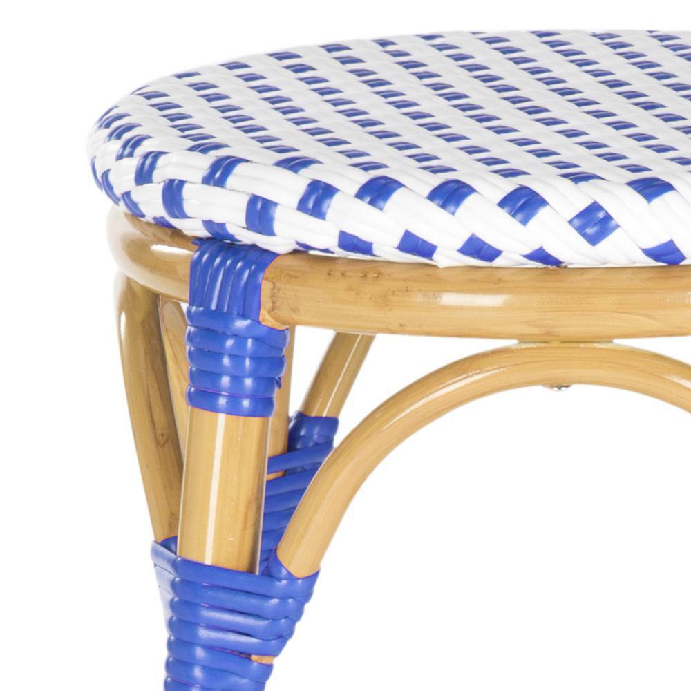 Blue and White Woven Aluminum Outdoor Stool