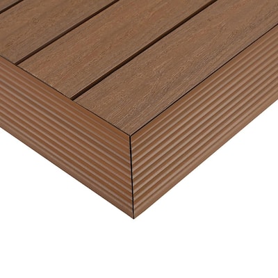 1/6 ft. x 1 ft. Quick Deck Composite Deck Tile Outside Corner Fascia in Peruvian Teak (2-Pieces/Box)